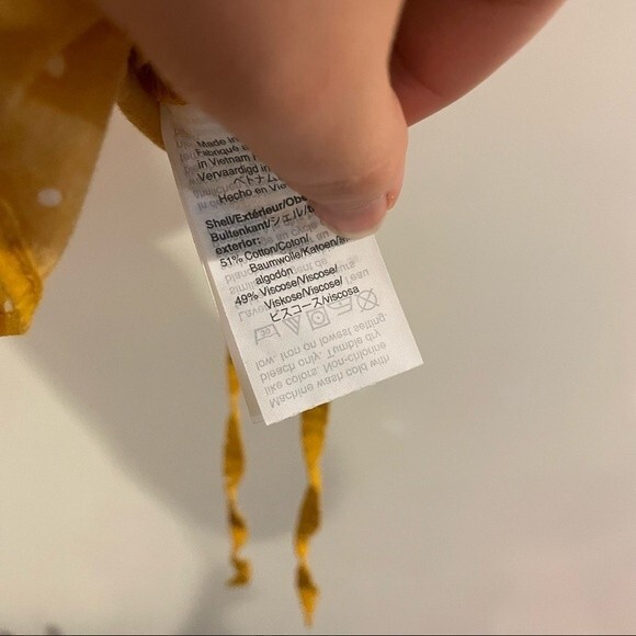 MADEWELL blouse womens yellow Side-Tie Ruffle Peplum Top in Polka Dot small - Picture 7 of 10